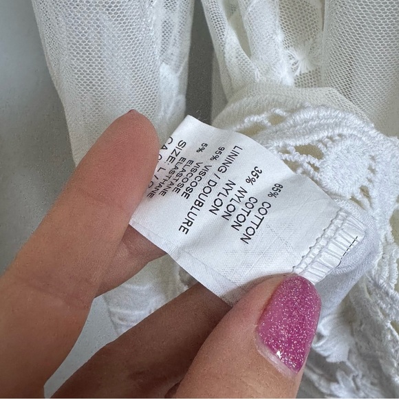 NWT Made in Italy White Embroidered Lace Peasant Boho Top Romantic Cottagecore L - Picture 9 of 9